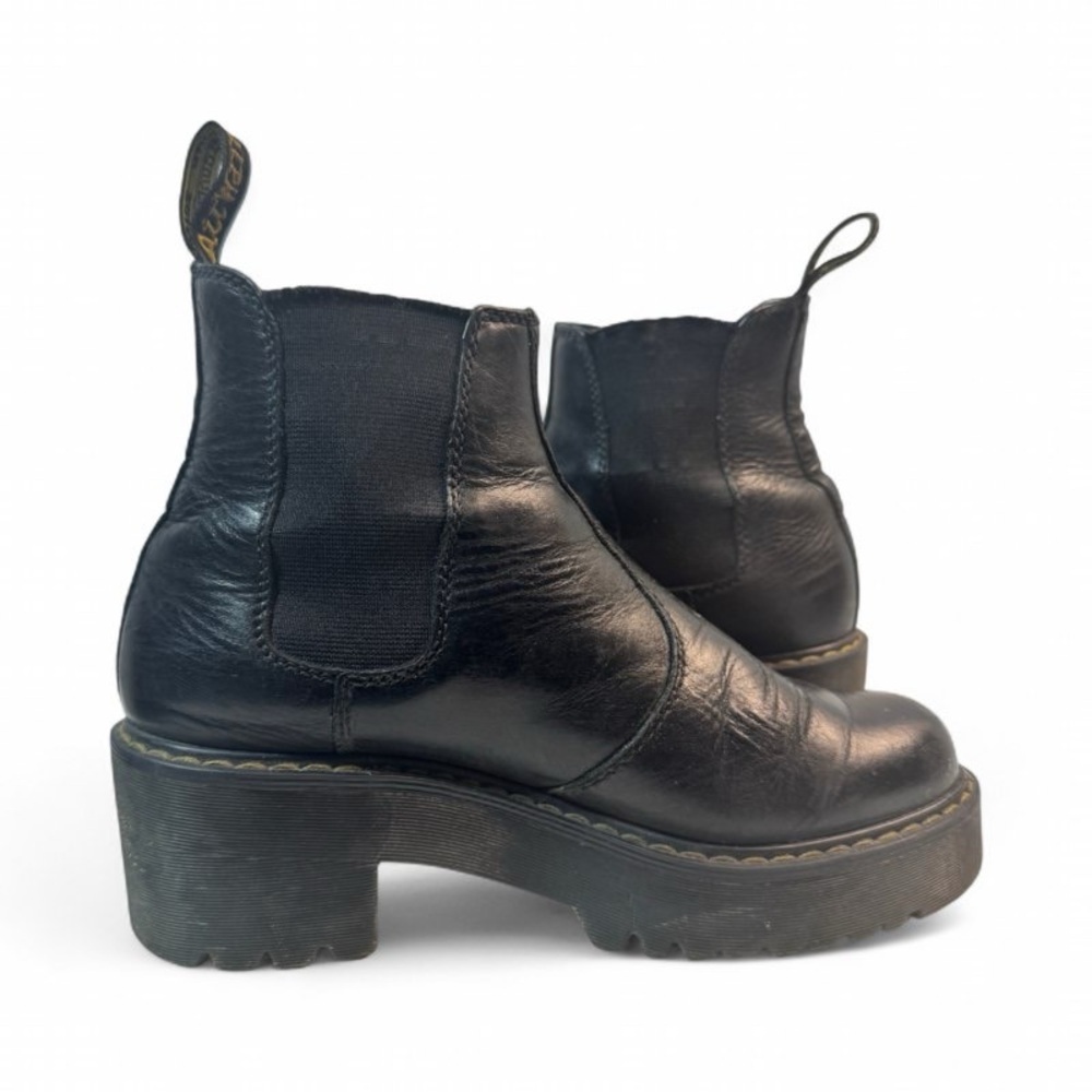 DR. MARTENS BLACK LEATHER PLATFORM ROMETTY BOOTS WOMAN 38 - Picture 8 of 15
